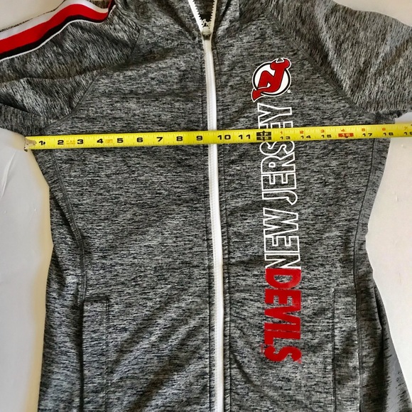 NJ DEVILS Official 4HER G-111 by Carl Banks Space Dye Full-Zip Hoodie Size S - Picture 8 of 13